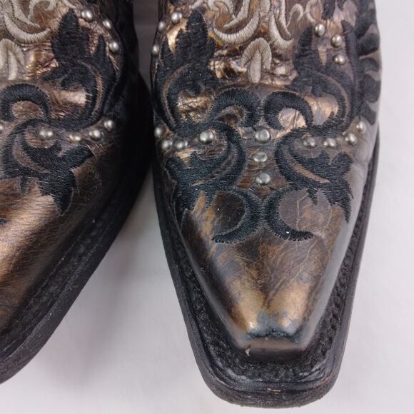 CORRAL Bronze Leather Studded Distressed Western Cowboy Boots Rodeo Women's 7M - Picture 8 of 16